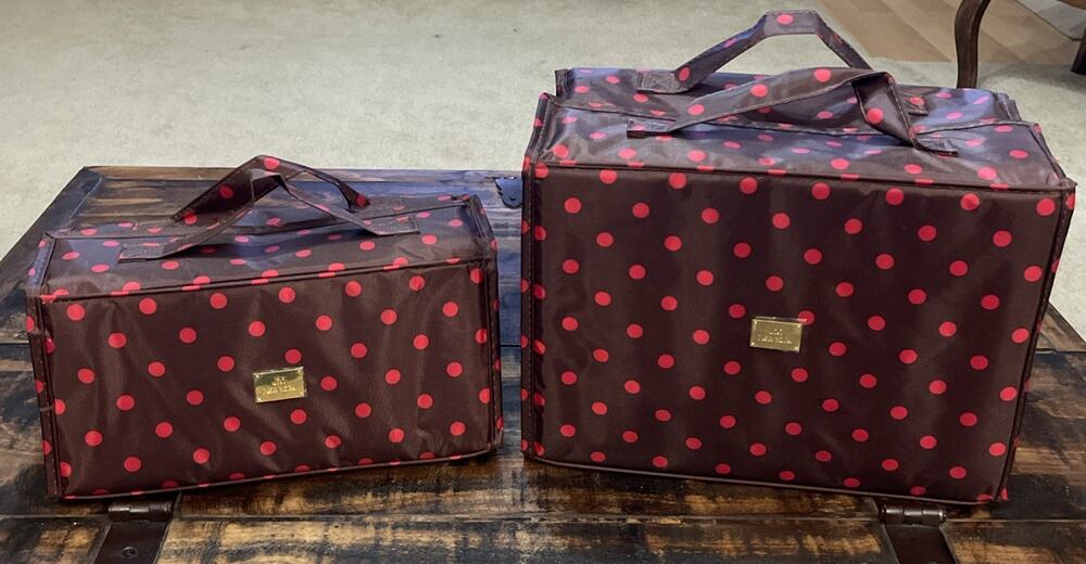 JM New York 2 Roll Up Travel Makeup Bags Easy View Zippered Pouches Set